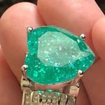 Ladies elegant large paraiba tourmaline emerald heart stone 925 ring 10 NIB Silver Photo 13