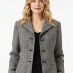 Castleberry Black & White Woven Knit Tweed Button Up Blazer Jacket 8 Photo 0