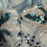 PromGirl Rated PG Backless Sequin Short Prom Dress Floral Ice Blue 6 NWT Photo 9