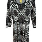 Catherine Malandrino Izzy Jacquard Floral Medallion Dress Black White Medium Photo 0