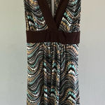Iz Byer ‎ Women's Brown Retro multi color sleeveless above knee dress size medium Photo 0