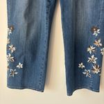 Driftwood  Royce Straight Leg Jeans Indigo Detached Floral Embroidery Medium Wash Photo 4
