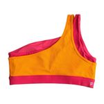 Peloton  Size M Endurance Rib One‎ Shoulder Sports Bra Orange Pink Layered Padded Photo 7