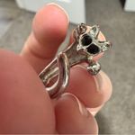 Silver Tone Kitty Cat Wrap Ring Black Rhinestone Eyes Size 5.5 Women’s Jewelry Photo 3