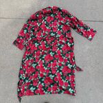 Victoria's Secret Vintage Victoria’s Secret Red Green Rose Slinky Robe with Belt Gold Label SMALL Photo 1