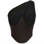 Cider  Plus 2x Black Tank Top Bustier Corset‎ One Shoulder Sparkle Sexy Photo 6