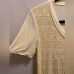 Sundance  Yellow Lace Front V-Neck Silk Blend Short Sleeve T-Shirt Size XS Photo 5