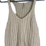 Free People Beige Knit Cropped Tank Top Sz S Boho V Neck Cottagecore Beachy Photo 0