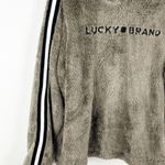 Lucky Brand  Brown Plush Soft Spellout Logo Striped Long Sleeves Hoodie Pullover Photo 6