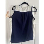 J. Crew Women's 6 Navy Sleeveless Color Block Career Top Blouse Clean Girl Blue Photo 3