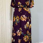 Everly Women Purple Floral V-Neck Side Slit Maxi Dress Size S Photo 0