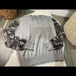 Monrow Camo Contrast Sleeve Cotton Cashmere Blend Sweater Sweatshirt Size L Photo 6