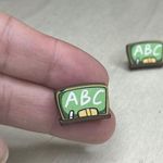 Handcrafted NEW ABC Chalkboard teacher wood earrings Green Photo 0