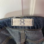 Free People We The Skirt Denim Mid Length Blue Button Zip Midi Distressed Split Photo 6