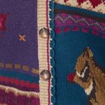 Vintage fall Squirrel Sweater Vest Ramie Cotton 90s Fall Knit small embroidered Tan Photo 4