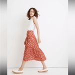 Madewell  Ruffle Wrap Midi Skirt Orange Floral Long Modest Size 4 AO371 Photo 2