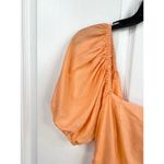 1. State  Orange Puff Sleeves Linen Blend Tiered Skirt Open Tie Back Dress Sz S Photo 2