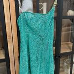 Bebe Vintage Y2K Turquoise Sequin One Shoulder Mini Dress Mona V Party 1990s Photo 0