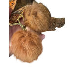 Vintage XL Cotton Scarf Sparkle beading and fur ball accents Bohemian Boho chic Brown Photo 9