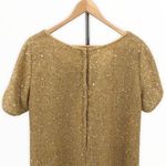 60’s Handmade Gold Beaded Sequin Cocktail Dress Short Sleeve Size L Photo 5