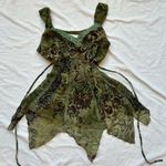 Dress Barn  Green and black fairy tank top with floral lace and snakes skin print Photo 0