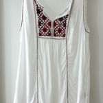 Max Studio  White V-Neck Tank Top with Red Embroidery Details, Size S Photo 0