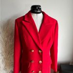 Elliatt  Vibrant Red Long Coat Double breasted gold buttons NWOT quiet luxury Photo 9