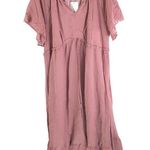 Bloomchic Solid Striped Notched Ties Up Pocket Flutter Maxi Dress Pink 18 Photo 10