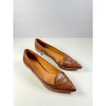 AERIN Heels Brown Leather Pythian Pointed Pumps Slip On Sandals Court US 7 M Photo 1