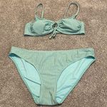 Xhilaration  Juniors Textured Blue Gray Striped Hipster Bikini XL bottoms / M top Photo 0