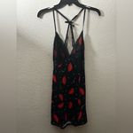 Black and Red Lips Lace Trimmed Women's Nightgown XL Photo 7