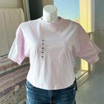Adidas Almost Pink Loose Fit Crewneck Short Sleeve Open Back Cropped T-Shirt M Photo 0