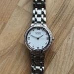 Citizen Eco-Drive Ladies Watch Genuine Diamond White Dial Stainless Bracelet Photo 3