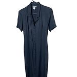 Vintage Erica Fashion Black Button Front Short Sleeve Maxi Dress M Size M Photo 3