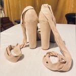 Allegra K  Faux Suede Lace Up Platform Block Heel Sandals Photo 3