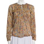 Warm NY Cotton Floral Print Long Sleeve Boho Peasant Blouse Top Size S Orange Photo 7