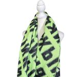 PINK - Victoria's Secret  Neon Green & Black Reversible Fringe Logo Blanket Scarf Photo 2
