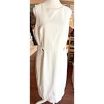 Size 12 J.Crew Factory White Sheath Dress‎ Cotton Career Sleeveless Lined Photo 2