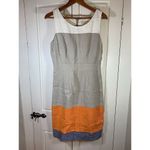 Banana Republic  Linen‎ Shift Dress Womens 8 Color Block Preppy Office Church Photo 2