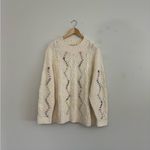 Cream Colorful Cable Knit Sweater Size L Photo 2