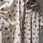 easel Off White Purple Flower Printed Linen Button Down Shirt Photo 3