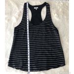 Joie  Striped Silk Racerback Tank‎ Top Scoop Neck Sleeveless Black Silver Medium Photo 12