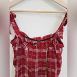 Reformation Red Ina Dress in Claudia Plaid Shoulder Tie 100% Linen Check Medium Photo 5