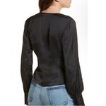 frame denim New! FRAME Shirred V-Neck Blouse in Black Sz Large $398 Photo 1