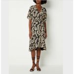 Ba&sh Tabby Wrap Dress Black & Beige Print Midi Length Womens Small Photo 12
