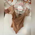 Pretty Little Thing Dotted Sheer Brown Bodysuit Photo 2