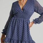 Showpo  Pretty As You Long Sleeve Mini Dress Blue Polka Dot Photo 0