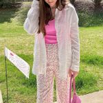 Blue Blush Floral Wide Leg Bottoms Photo 6