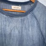 THML  Washed Out Denim Blue Raw Hem Long Sleeve Crewneck Casual Comfy Tunic XS Photo 2