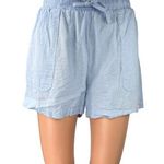 Saks 5th Avenue Saks Fifth Avenue Blue Linen High Waist Elastic Waist Pockets Sweat Shorts Sz M Photo 0